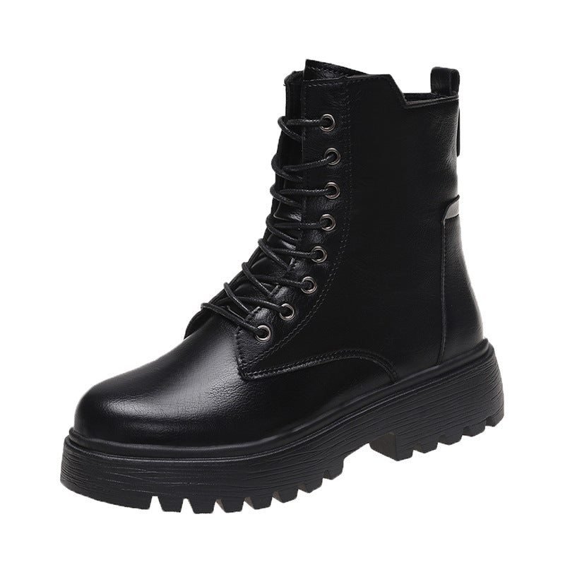 Damen robuste Schnürstiefel mit hoher Sohle und praktischem Design