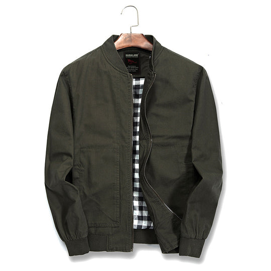 Herren leichte Canvas-Bomberjacke mit kariertem Innenfutter Shop Nory