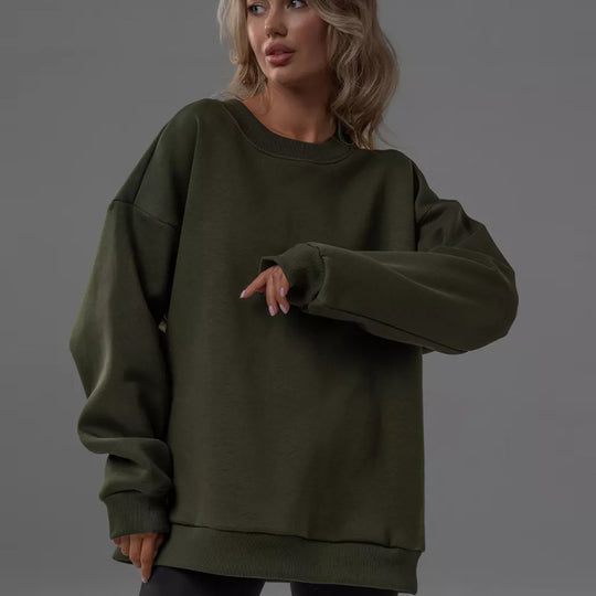 Damen oversized Sweatshirt mit Rundhalsausschnitt, French-Terry Innenfutter und überschnittener Schulter Shop Nory