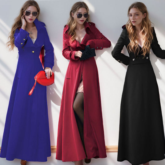 Damen Eleganter Langmantel mit klassischem Revers und modernen Akzenten