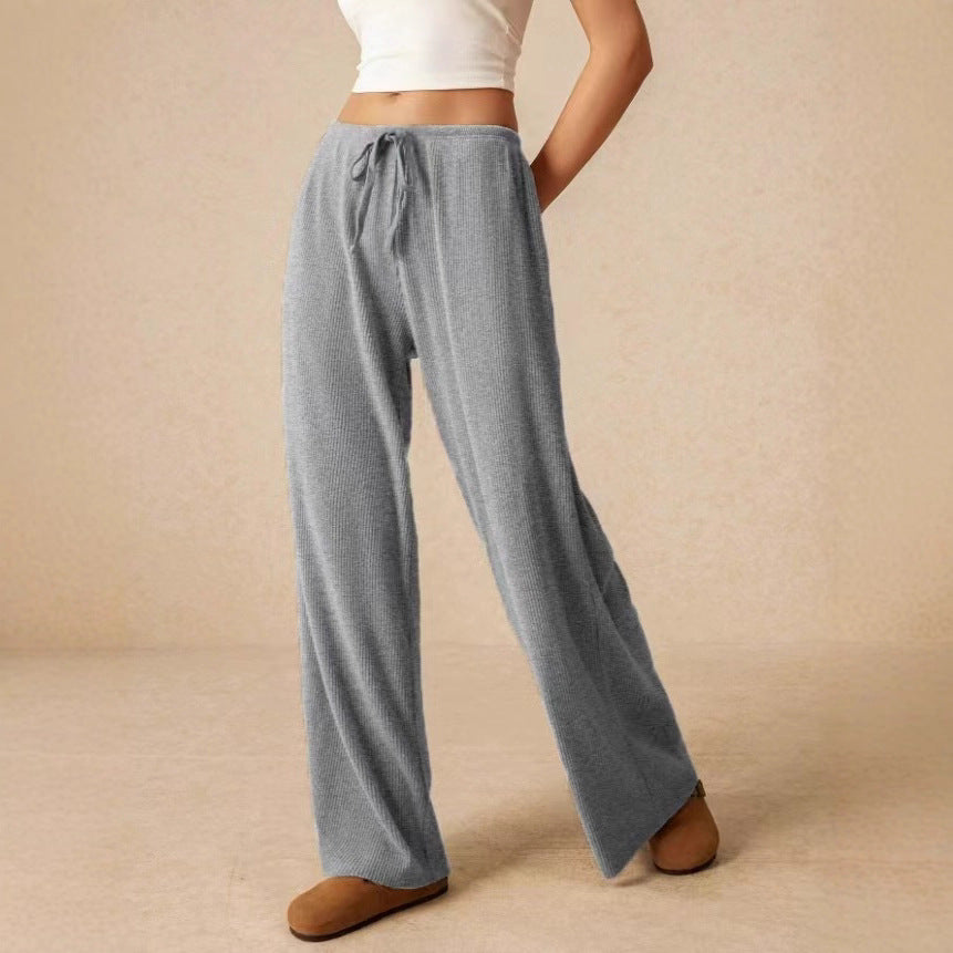 Damen weite Baumwoll-Haremshose mit hoher Taille und praktischem Kordelzug