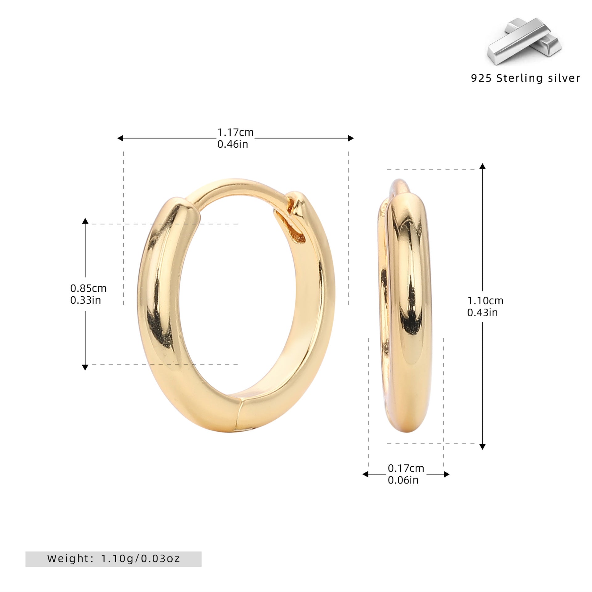 Damen Ohrcreolen mit modernem, minimalistischem Design aus hochwertigem 925 Sterling Silber Shop Nory