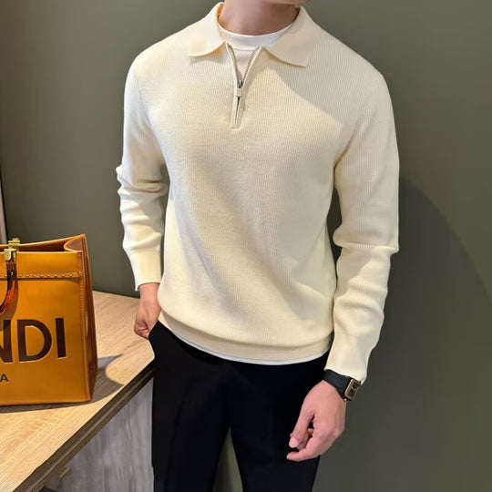 Herren Elegantes Pullover mit Stehkragen und Reißverschluss Shop Nory