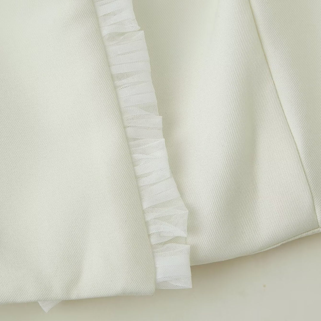 Damen Kurz-Bolerojacke mit Rüschensaum und Plissée‑Manschetten Shop Nory