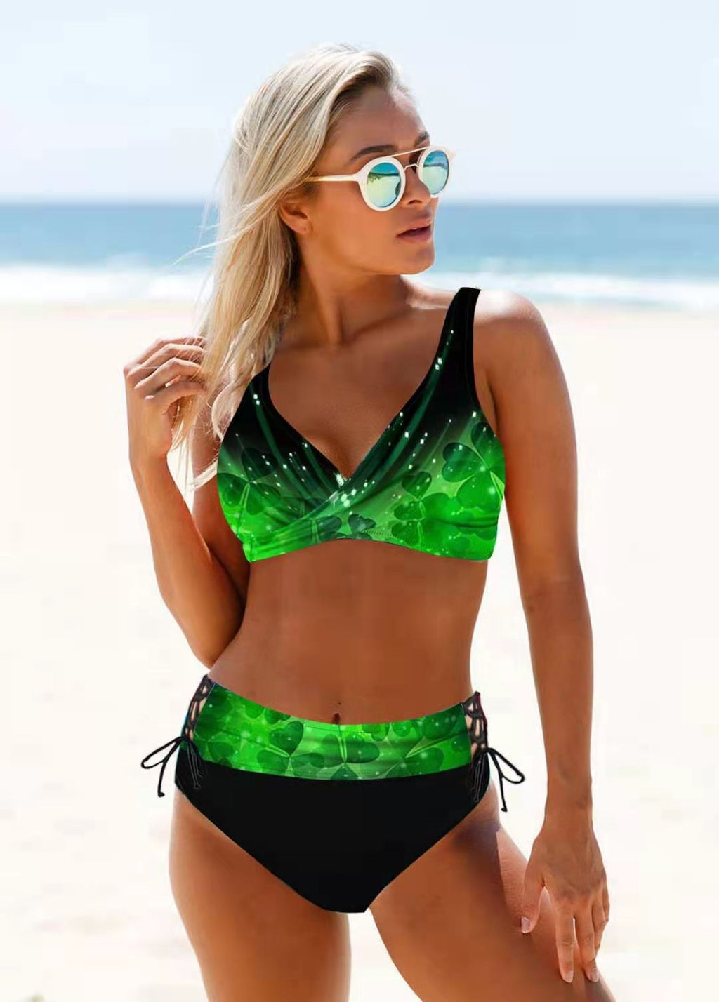Damen Sportliches Bikini-Set mit verstellbaren Trägern und modischem Farbdesign