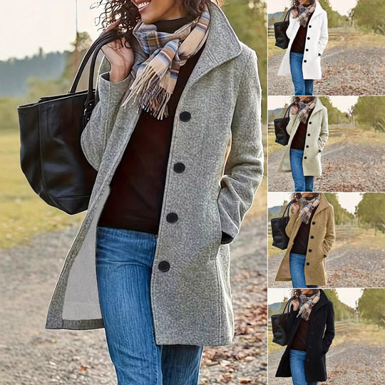 Damen nan taillierter Wollmix-Mantel mit großer Knopfleiste und Eingrifftaschen Shop Nory
