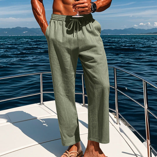 Herren Sommerliche Freizeithose mit weichem, atmungsaktivem Baumwollmaterial und elastischem Bund