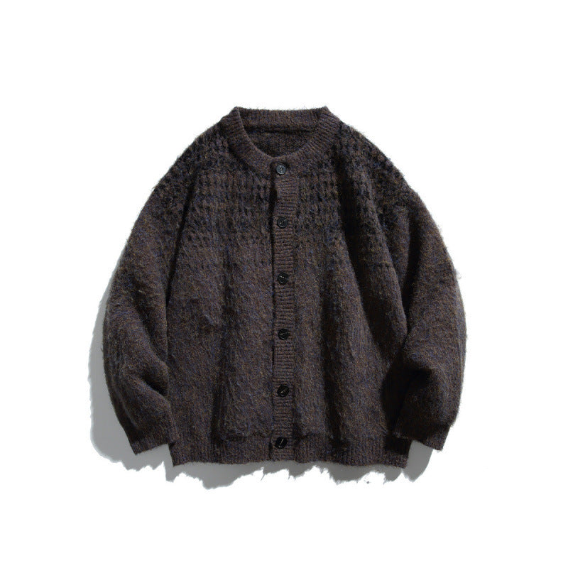 Damen Grobgestrickte Oversize-Cardigan mit Mohair-Optik und Rundhalsausschnitt Shop Nory