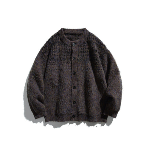 Damen Grobgestrickte Oversize-Cardigan mit Mohair-Optik und Rundhalsausschnitt Shop Nory