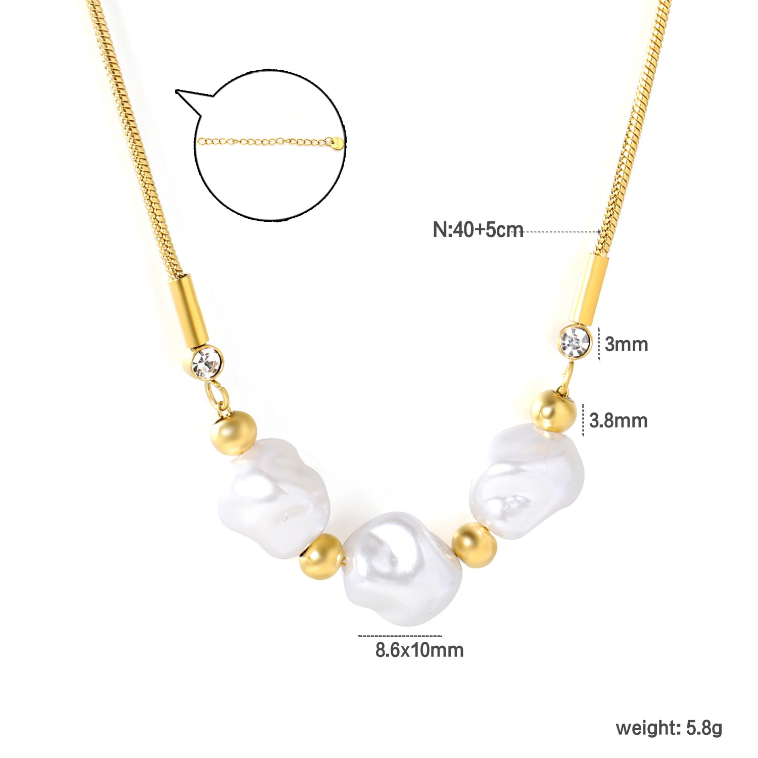 Damen elegante Halskette aus hochwertigen Süßwasserperlen mit funkelnden Zirkonia-Elementen Shop Nory