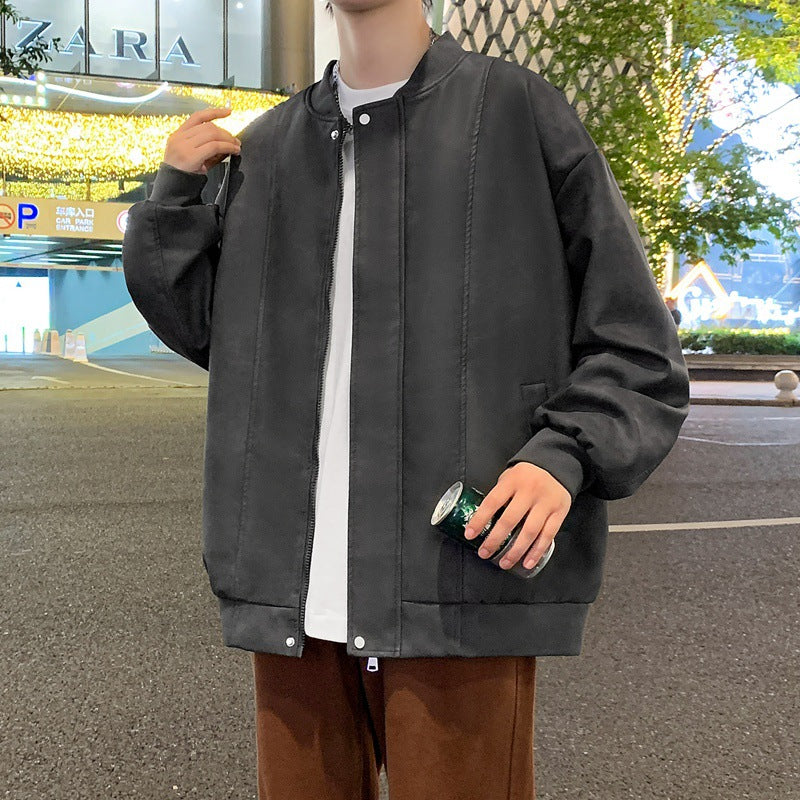 Herren Oversize-Bomberjacke aus Veloursimitat mit senkrechter Nahtstruktur Shop Nory
