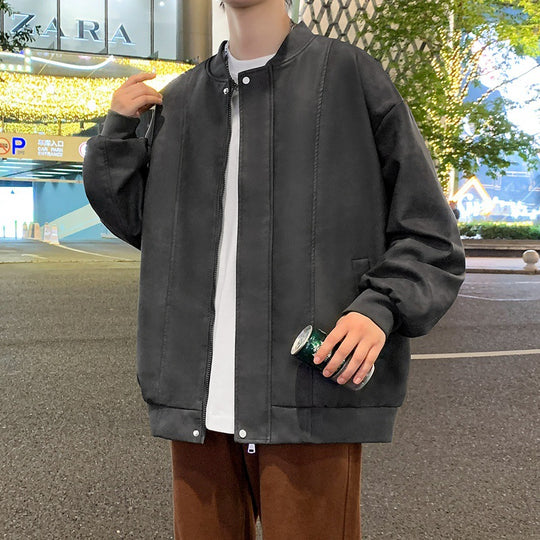 Herren Oversize-Bomberjacke aus Veloursimitat mit senkrechter Nahtstruktur Shop Nory