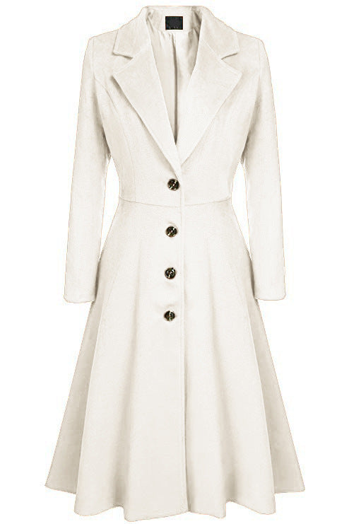 Damen eleganter Trenchcoat mit strukturiertem Fleece und kunstvollen Knopfdetails