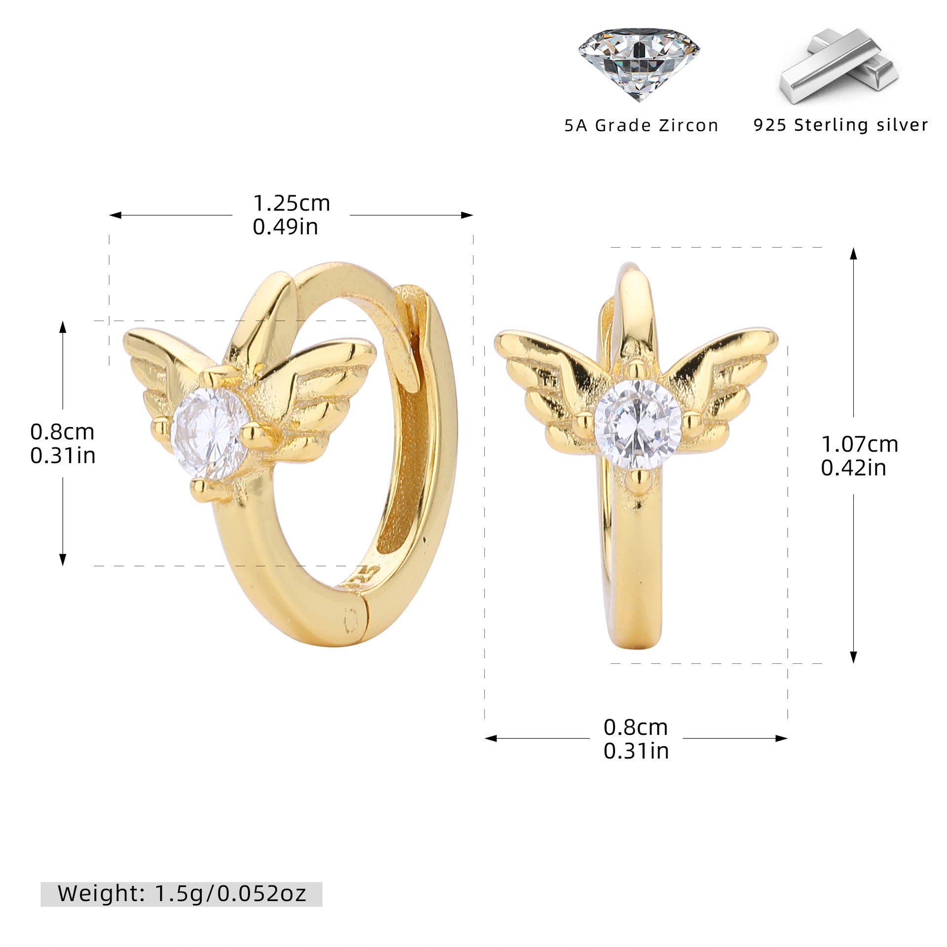 Damen Ohrhänger mit stilvollem Flügel-Design aus 925 Sterling Silber und funkelndem Zirkon Shop Nory