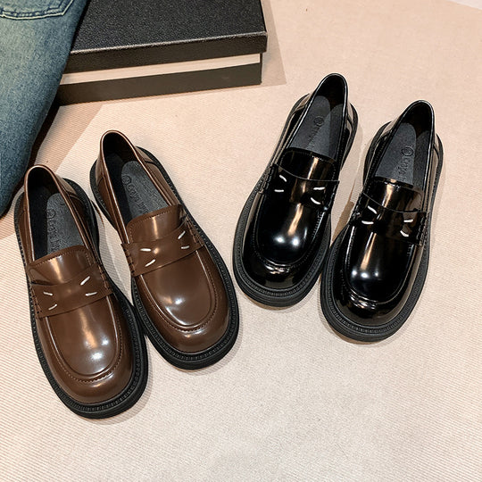 Damen Glänzende Penny‑Loafer im Retro‑Chunky‑Look mit sculpted Plateau‑Sohle Shop Nory