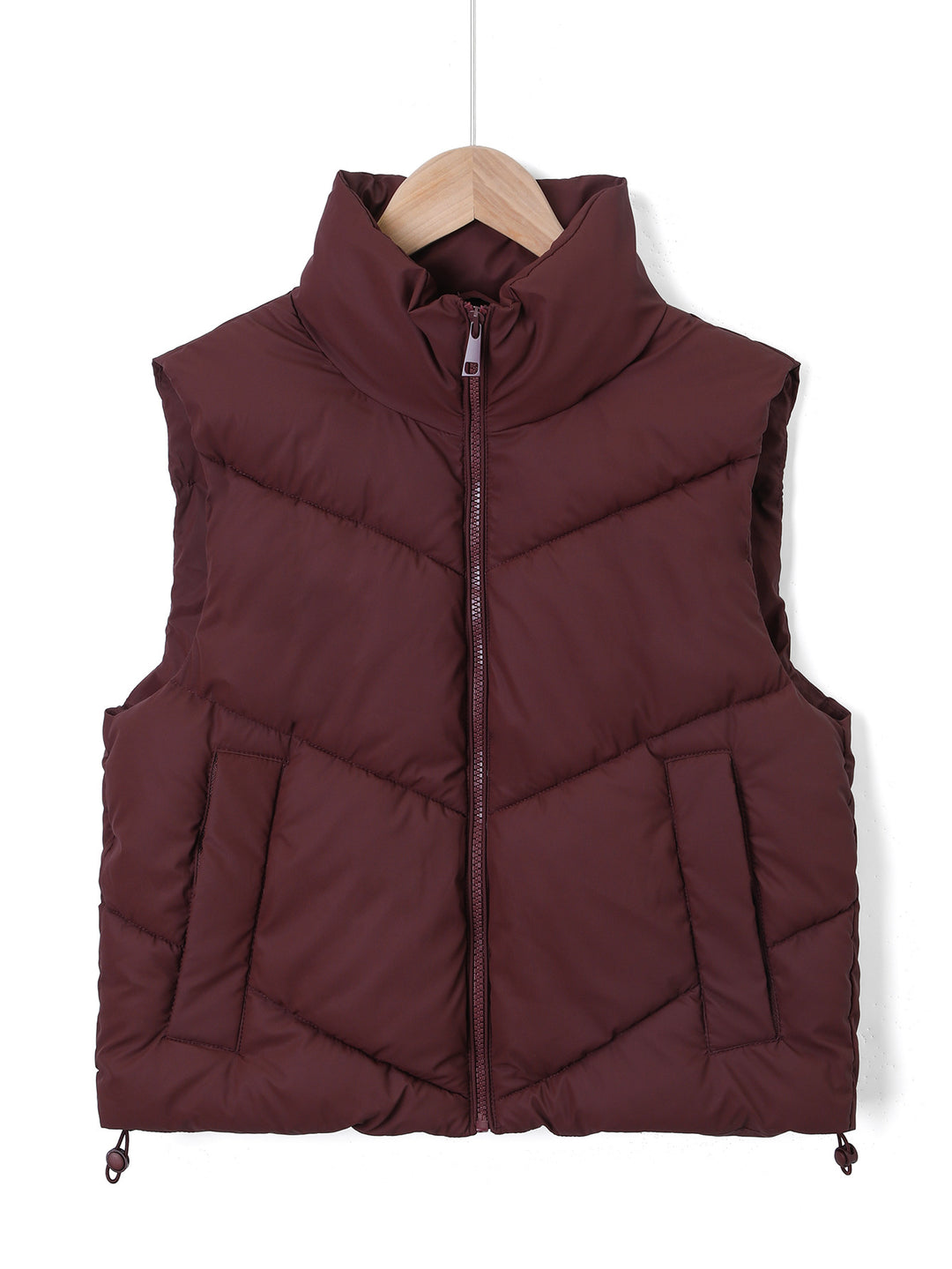 Damen Ärmellose gesteppte Thermoweste mit hohem Standkragen und Kordelzug Shop Nory