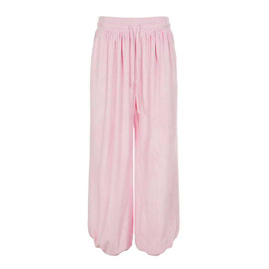 Damen nan weite Lounge-Palazzohose mit elastischem Komfortbund, Tunnelzug und ballonförmigem Saum Shop Nory