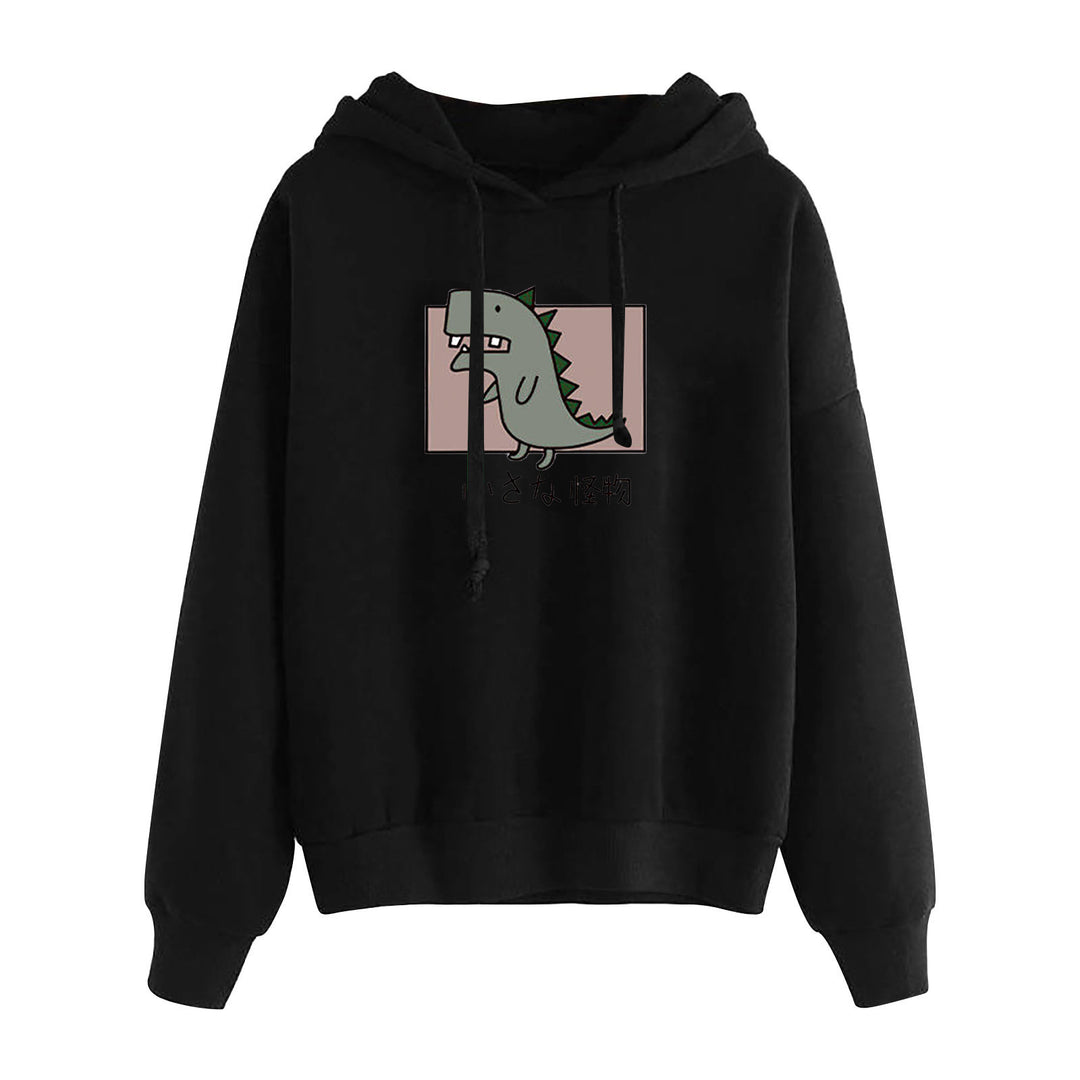 Damen nan kurz geschnittener Cropped-Kapuzenpullover mit niedlicher Frosch-Illustration und verstellbarer Kapuze Shop Nory