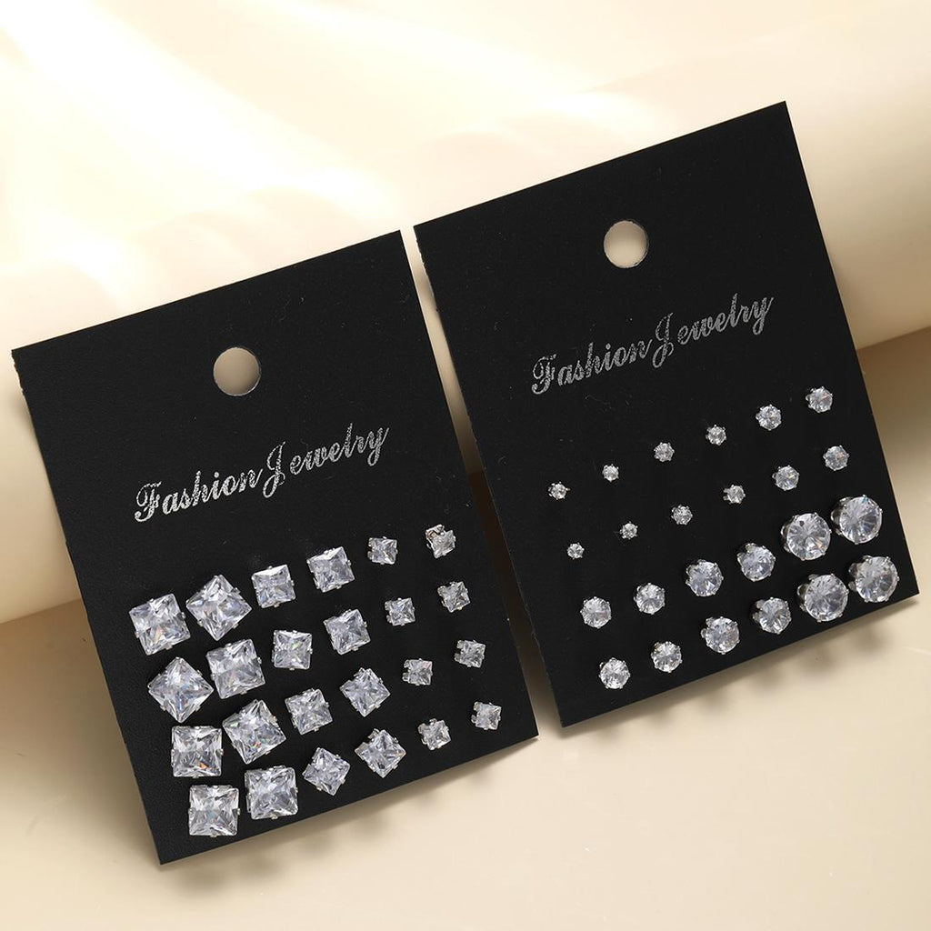 Damen Ohrringe Set mit funkelnden Kristallen und unterschiedlichen Größen Shop Nory
