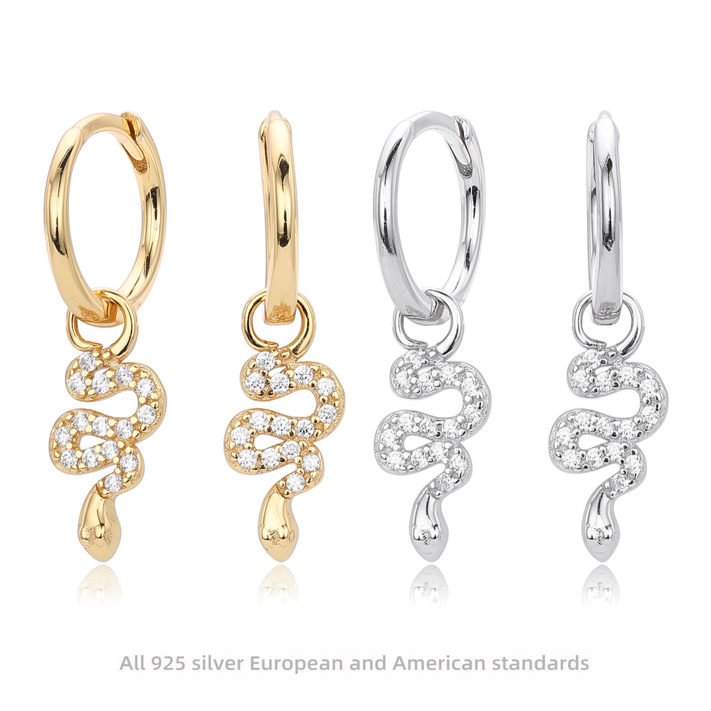 Damen Ohrhänger mit elegantem Schlangenmotiv aus hochwertigem 925 Sterling Silber und funkelnden Zirkonia Shop Nory