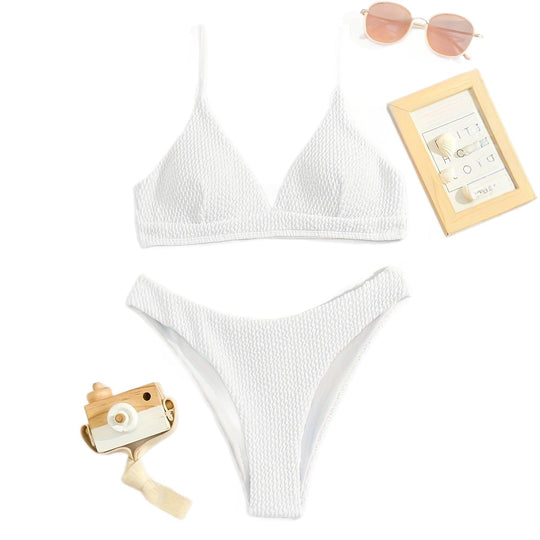 Damen Triangel-Bikini-Set mit strukturiertem Stoff und verstellbaren Trägern