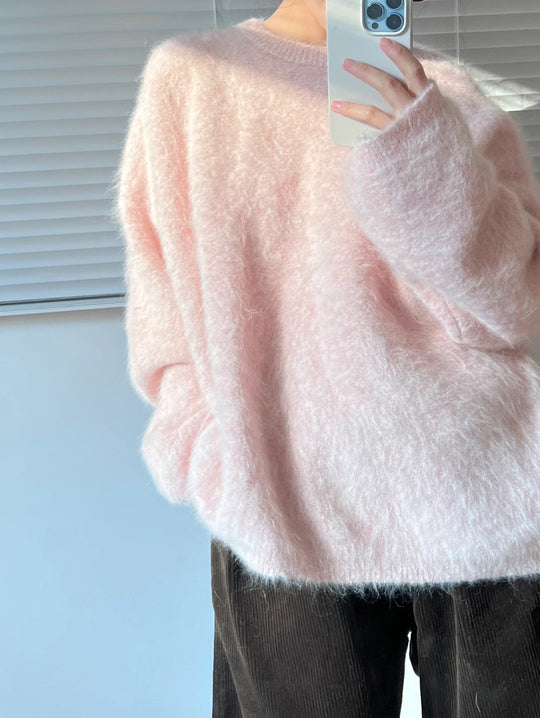 Damen Flauschiger Oversize-Pullover im Angora-Look mit kastiger Silhouette Shop Nory