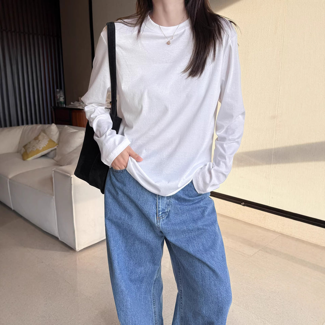 Damen Bequeme Langarmshirt mit schlichten Details Shop Nory