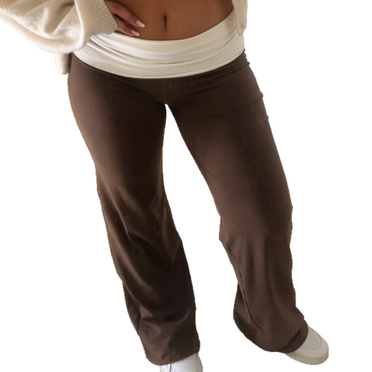 Damen nan weiche Yoga-Loungehose mit umklappbarem Bund und weitem Bein Shop Nory