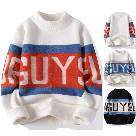 Damen Kuscheliger Grobstrickpullover mit auffälligem Schriftzug Shop Nory