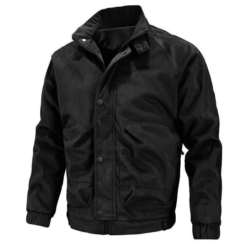 Herren Leichter urbaner Bomber mit Stehkragen, Reißverschluss-Ärmeltasche und Rippbündchen Shop Nory