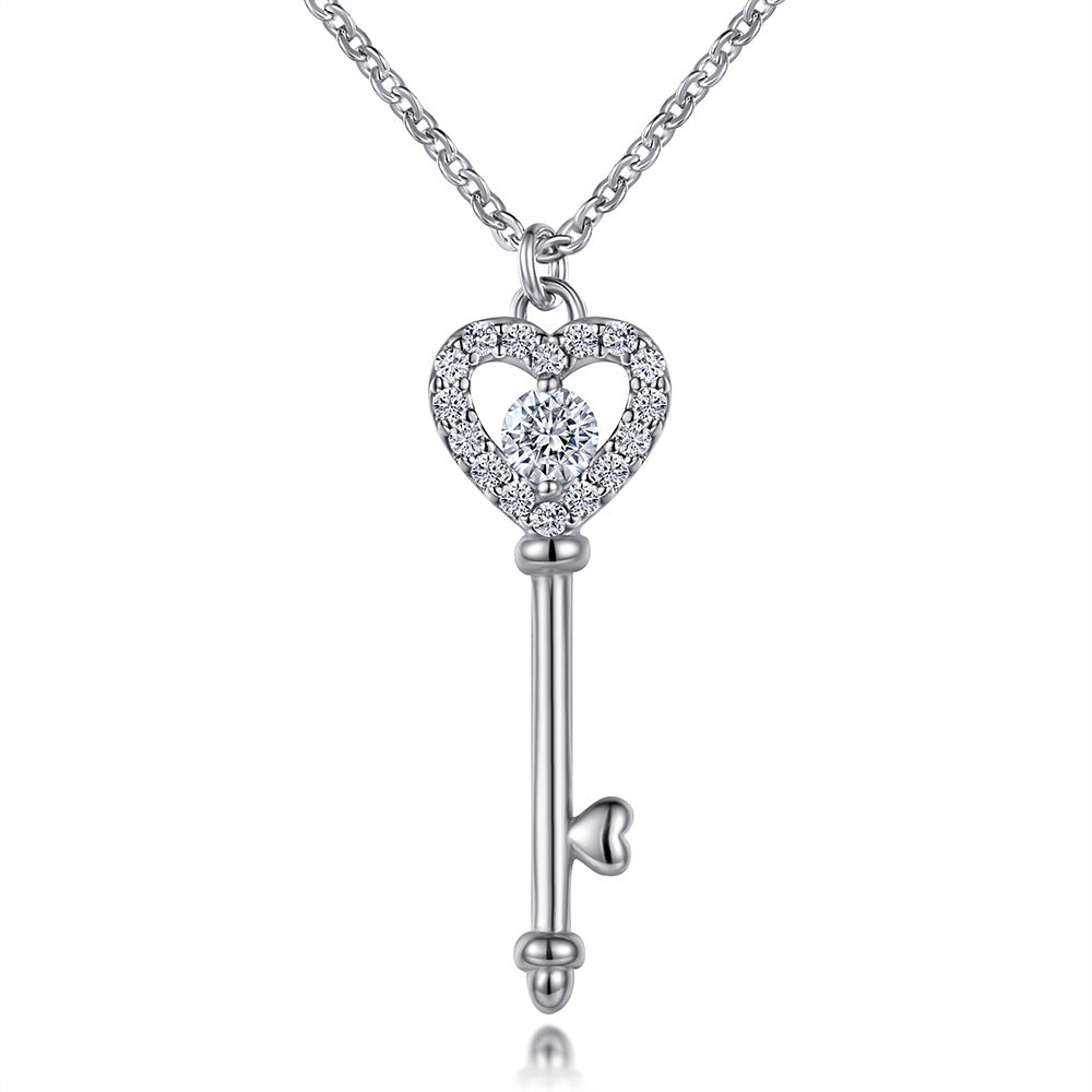 Damen Herzschlüssel Anhänger aus hochwertigem Edelstahl mit funkelnden Zirkonia Shop Nory