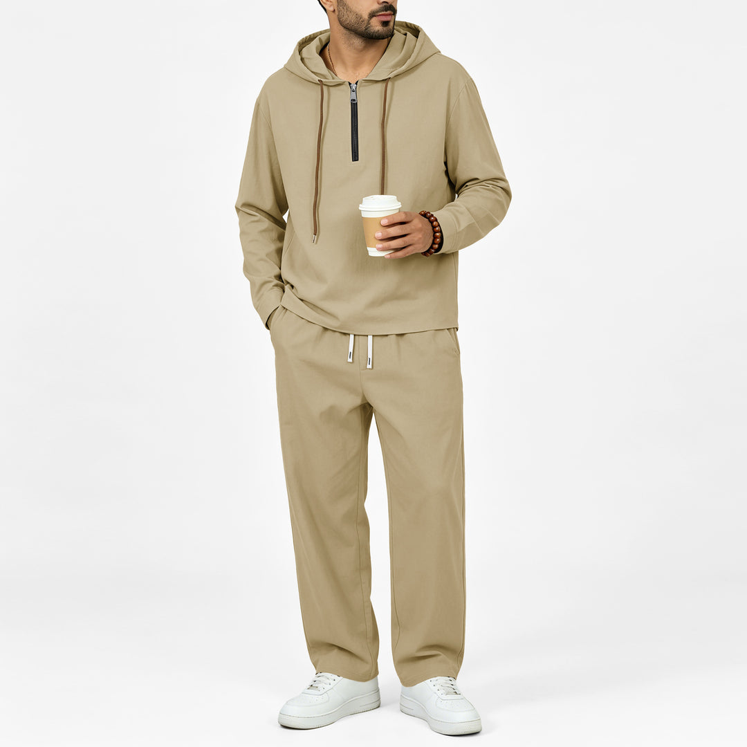 Herren Leichter Halbzip-Kapuzenpullover im Relaxed-Fit mit Kordelzug Shop Nory