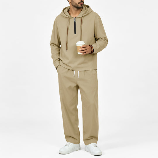 Herren Leichter Halbzip-Kapuzenpullover im Relaxed-Fit mit Kordelzug Shop Nory