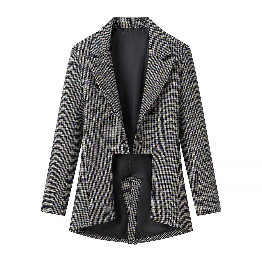 Damen Hahnentritt-Blazer mit Schwalbenschwanz-Detail und taillierter Silhouette Shop Nory