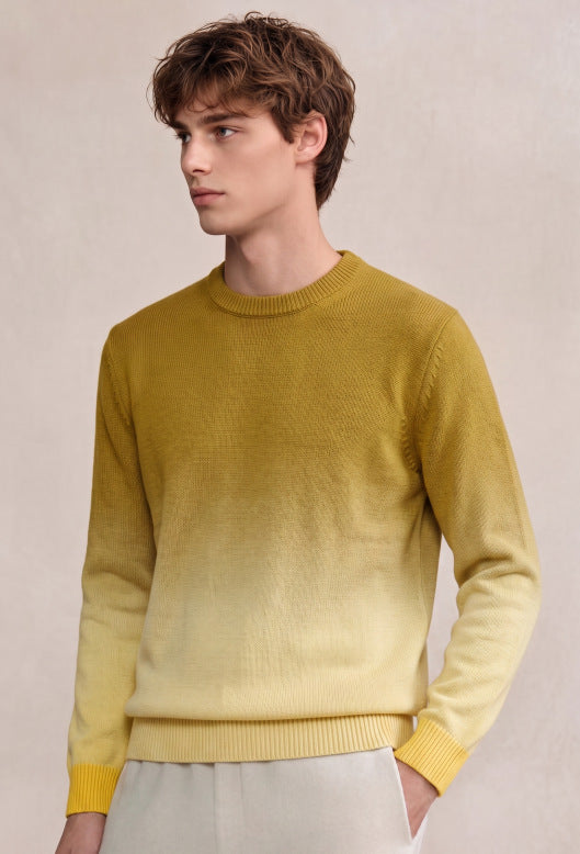 Herren Feinstrick-Pullover mit Dip-Dye-Effekt und Rundhalsausschnitt Shop Nory