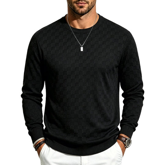 Herren Feinstrick-Pullover mit Karo-Struktur und Rundhalsausschnitt Shop Nory
