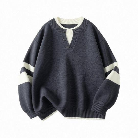 Damen Sportlicher Oversize-Pullover mit Knopfleiste Shop Nory