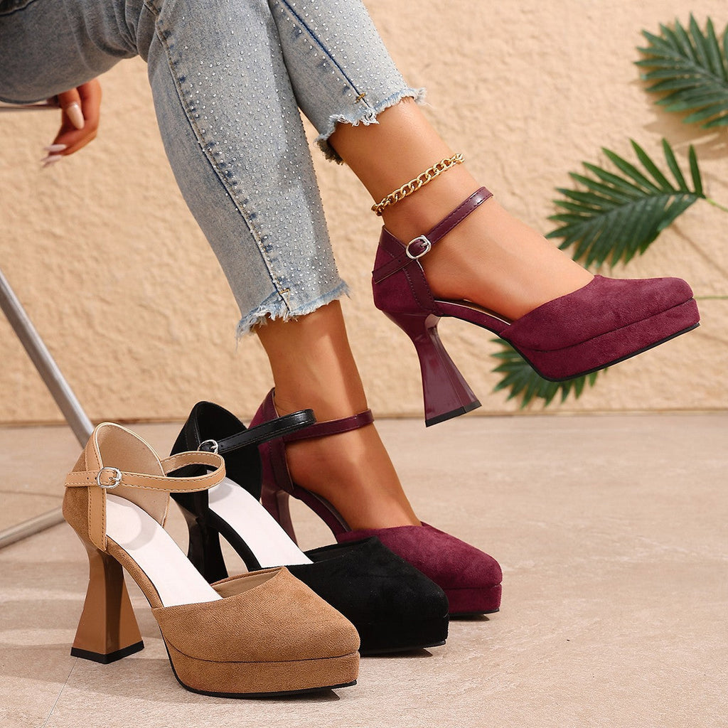Damen Elegante Plateau-Pumps mit Riemchen
