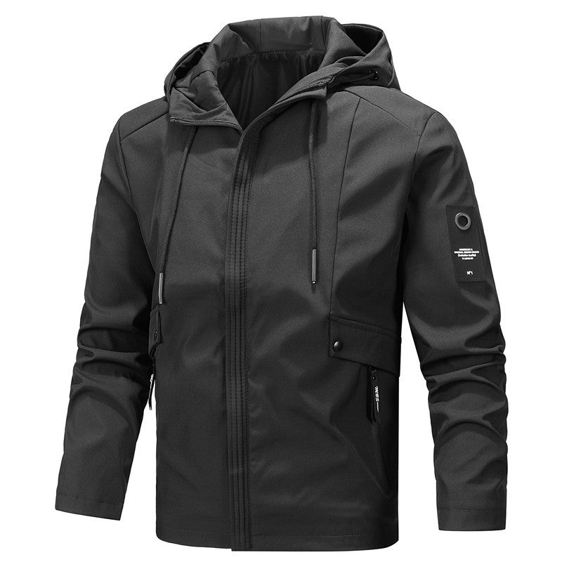 Herren Urbaner Softshell-Blouson mit Kapuzenkragen, winddichter Membran und Druckknopf-Taschenelementen Shop Nory