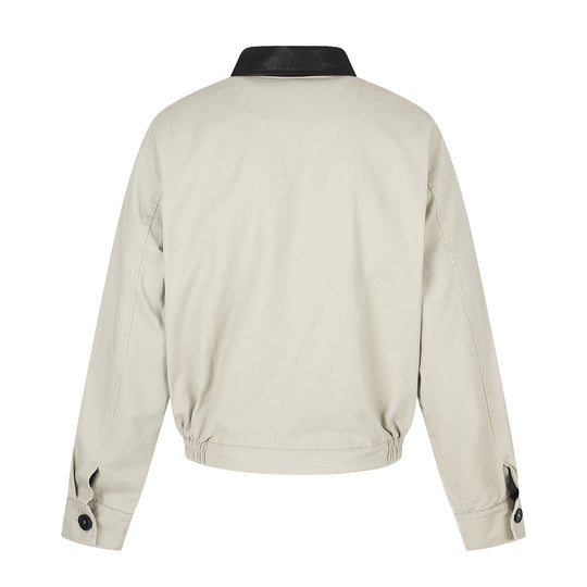 Herren Kurz geschnittener Boxy-Blouson mit asymmetrischer Knopfleiste, Taillengürtel und Kontrastkragen Shop Nory