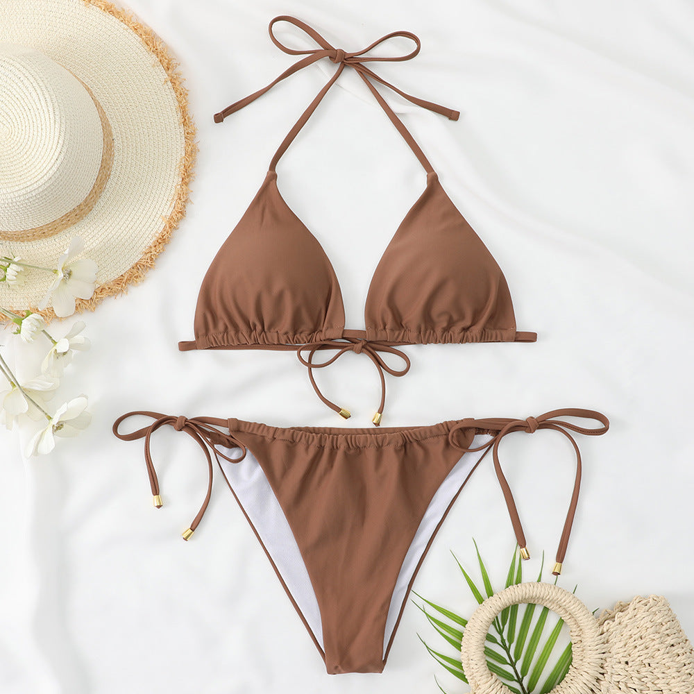 Damen Triangel-Bikini mit verstellbaren BindShopnoryändern und raffinierten Details