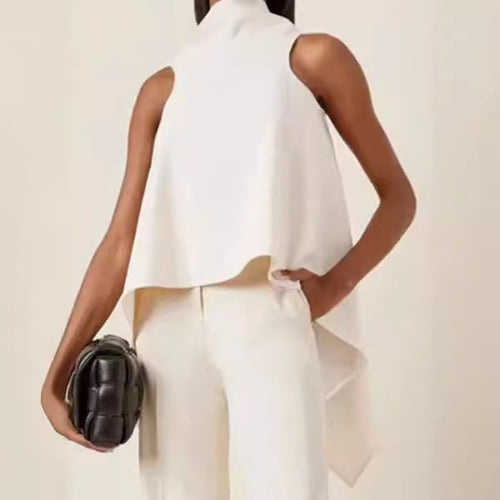 Damen ärmelloses Tunika mit asymmetrischem Schnitt und elegantem Kragen
