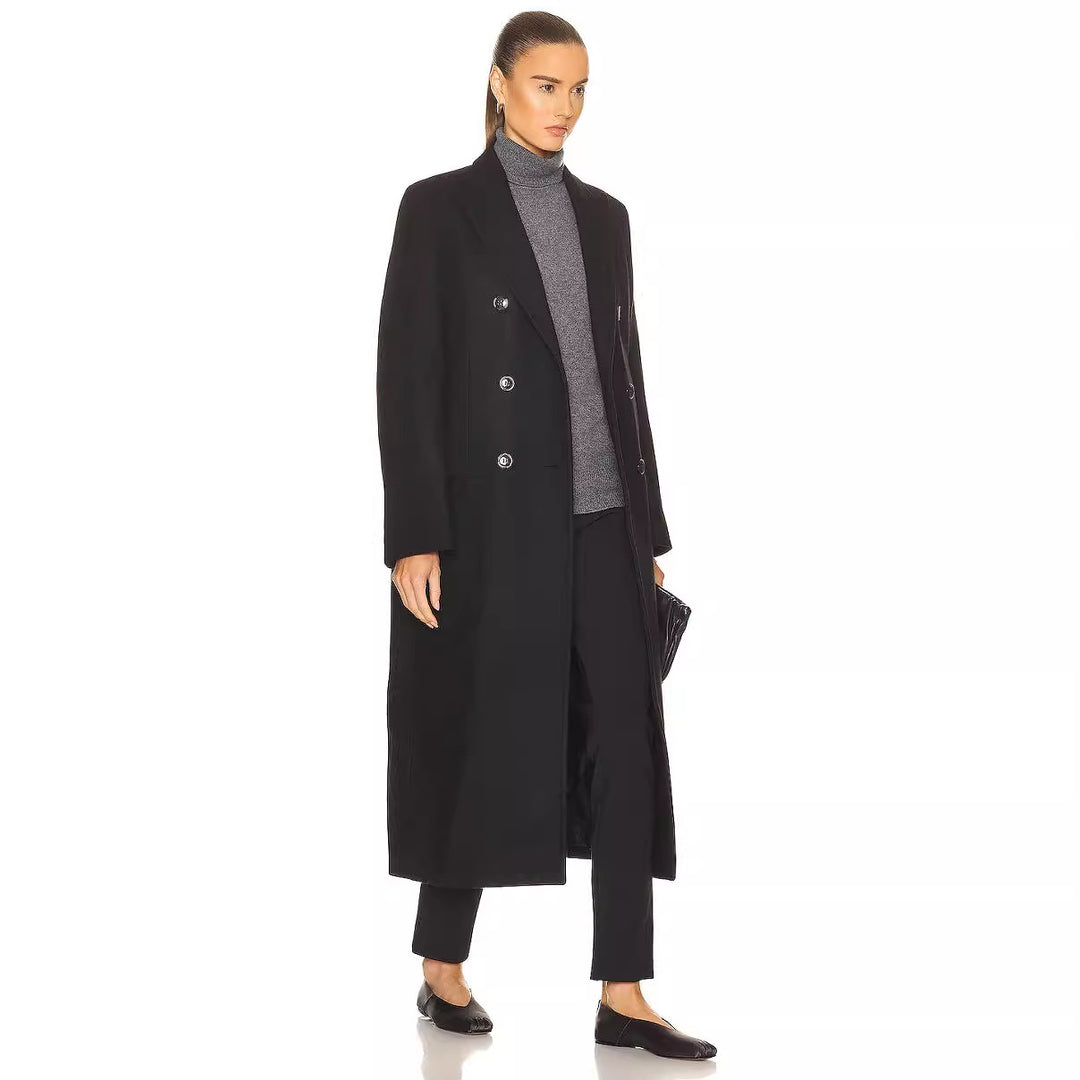 Damen Maxilanger Zweireihiger Wollmix-Longcoat mit maßgeschneidertem Finish Shop Nory