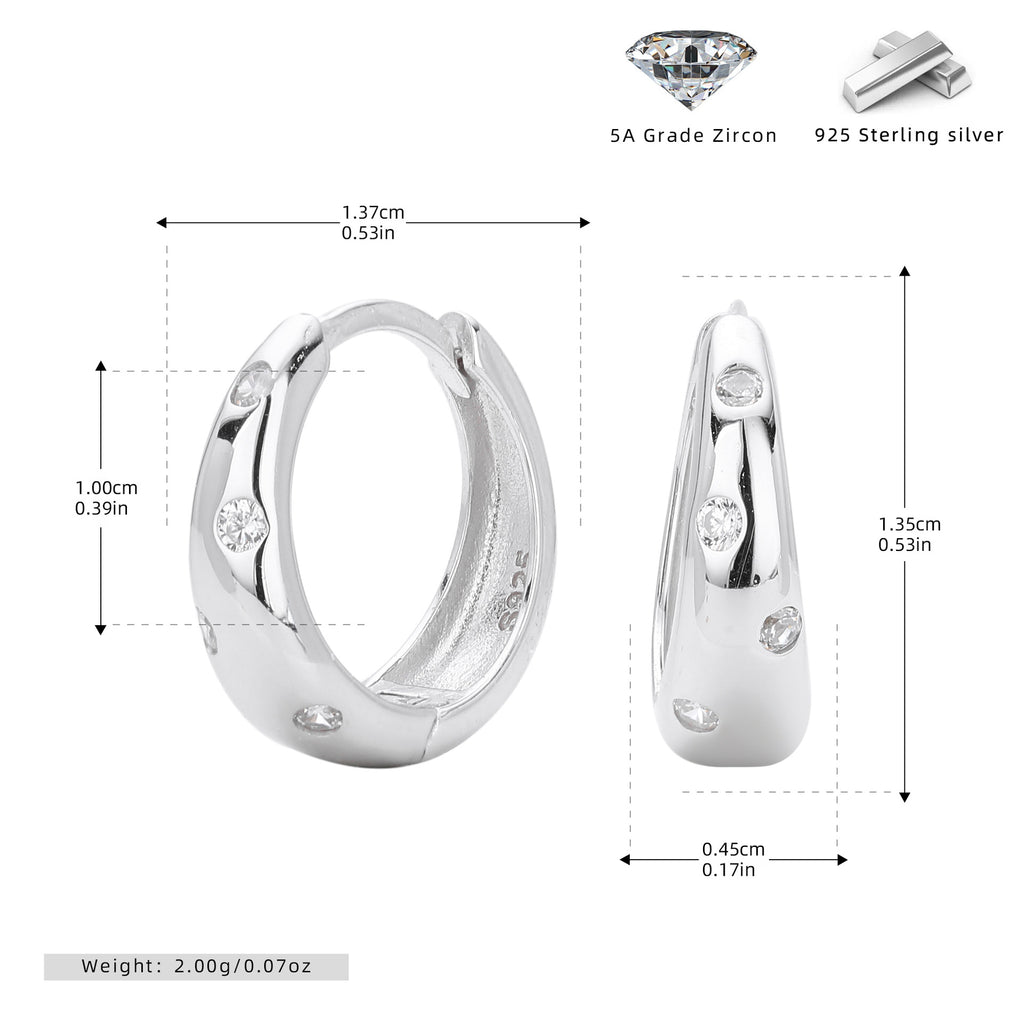 Damen Creolen mit geschwungenem Design und Zirkonbesatz Shop Nory