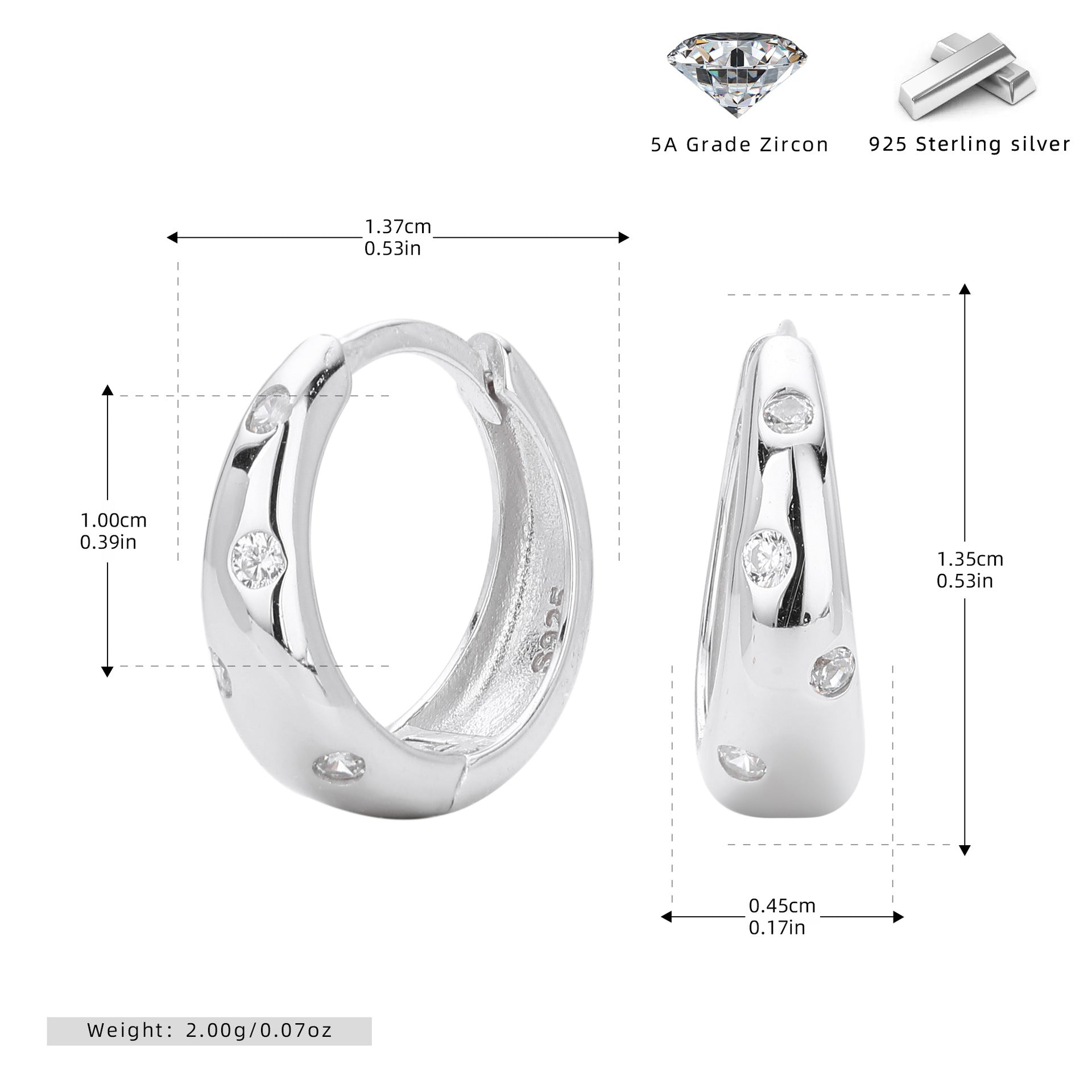 Damen Creolen mit geschwungenem Design und Zirkonbesatz Shop Nory