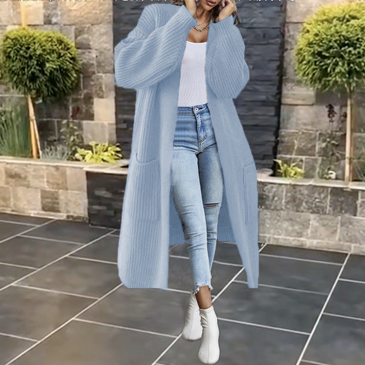 Damen Großer Strickmantel mit tiefen Taschen und lässigem Schnitt