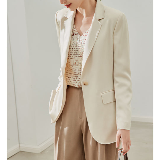 Damen taillierter leichter Ein-Knopf-Blazer mit Pattentaschen Shop Nory