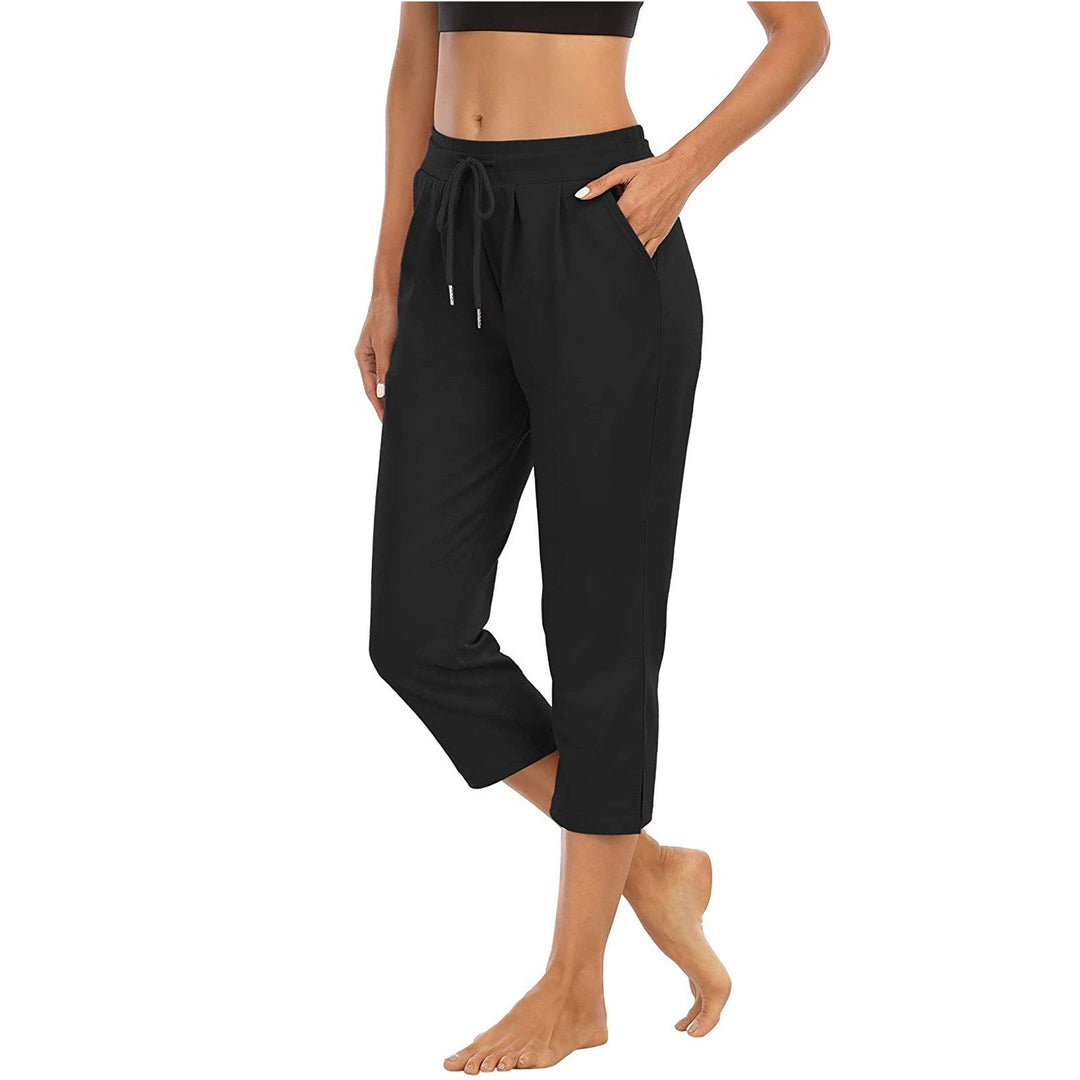 Damen bequeme Freizeithose mit elastischem Bund und seitlichen Taschen Shopnory