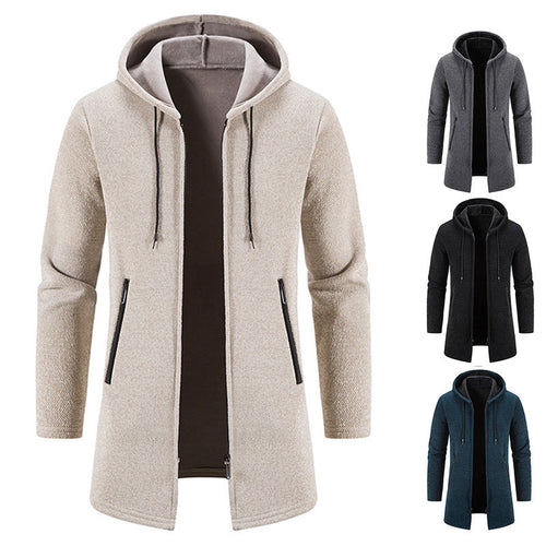 Herren praktische und stilvolle Fleecejacke mit Kapuze und Reißverschlusstaschen