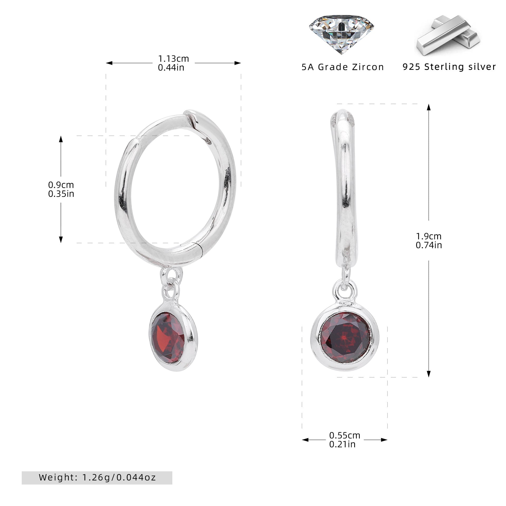 Damen Ohrhänger mit Smoky Zirkon-Anhängern aus hochwertigem 925 Sterling Silber Shop Nory